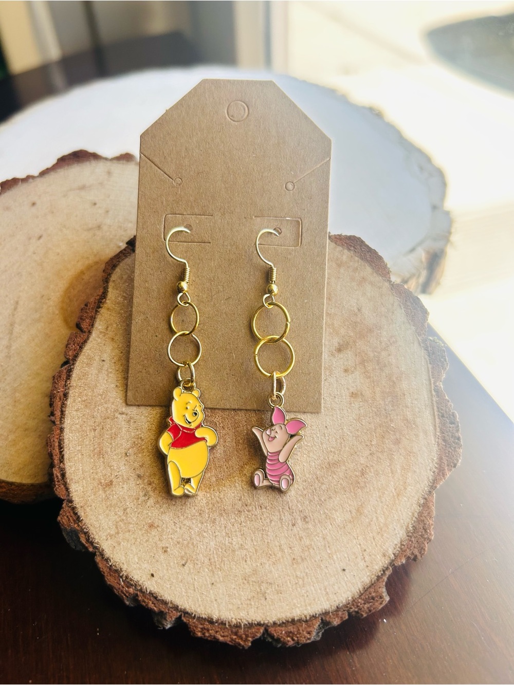 Winnie the Pooh & Piglet Dangle Earrings Cute Cartoon Nostalgia Jewelry - Picture 2 of 6
